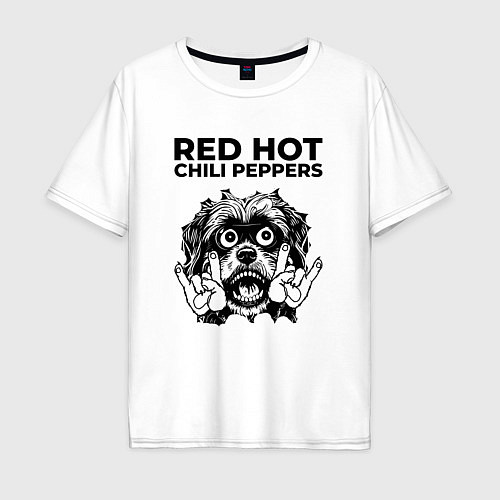 Мужская футболка оверсайз Red Hot Chili Peppers - rock dog / Белый – фото 1