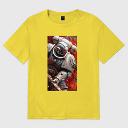 Футболка оверсайз мужская Космодесантник в белом костюме, цвет: желтый