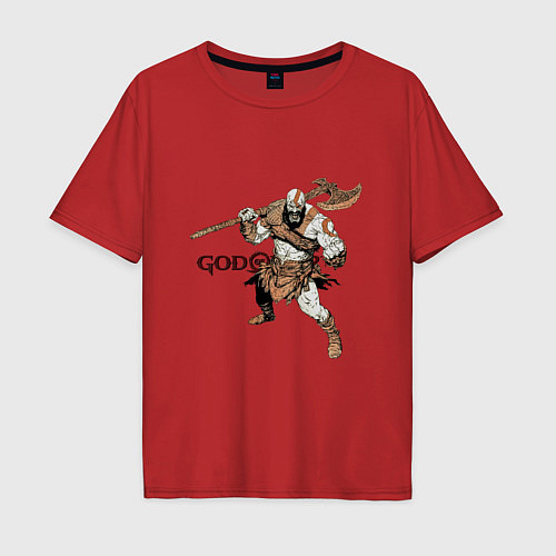Мужская футболка оверсайз Кратос - God Of War / Красный – фото 1