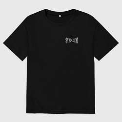 Футболка оверсайз мужская Я русский - текстом рун, цвет: черный