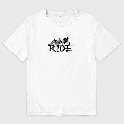 Мужская футболка оверсайз Ride bear / Белый – фото 1