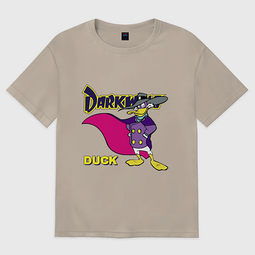 Мужская футболка оверсайз Чёрный плащ - Кряк Лапчатый / Миндальный – фото 1