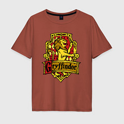Футболка оверсайз мужская Hogwarts - gryffindor logo, цвет: кирпичный