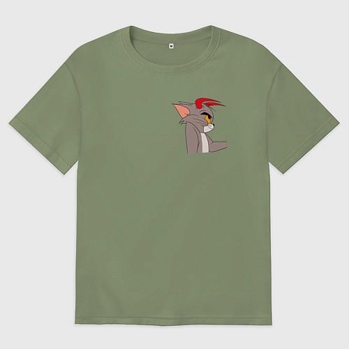 Мужская футболка оверсайз Том демон кот / Авокадо – фото 1