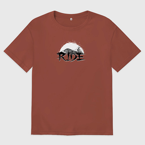 Мужская футболка оверсайз Езда на велосипеде с медведями / Кирпичный – фото 1