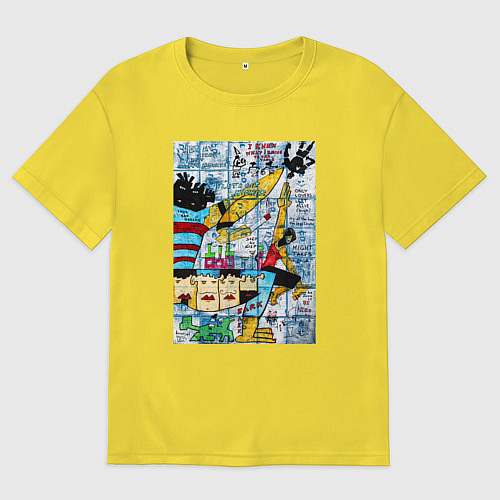 Мужская футболка оверсайз Lets get higher / Желтый – фото 1