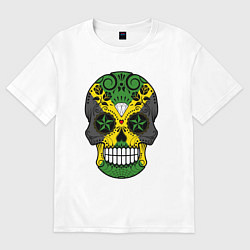 Футболка оверсайз мужская Jamaica skull, цвет: белый