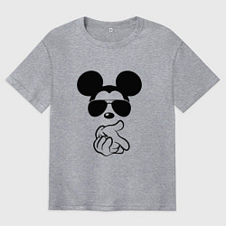 Футболка оверсайз мужская Микки Маус в очках - для пары, цвет: меланж