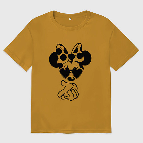 Мужская футболка оверсайз Минни в очках - для пары / Горчичный – фото 1