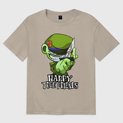 Футболка оверсайз мужская Happy three friends - Flippy, цвет: миндальный