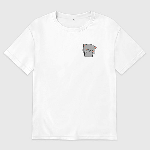 Мужская футболка оверсайз Серый милый котик для пары / Белый – фото 1