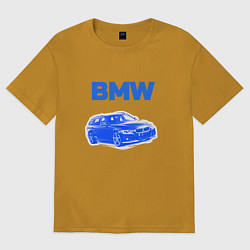 Футболка оверсайз мужская Blue bmw, цвет: горчичный