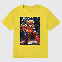 Мужская футболка оверсайз Аска Лэнгли Евангелион