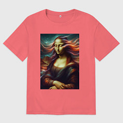 Мужская футболка оверсайз Мона Лиза закрыла глаза