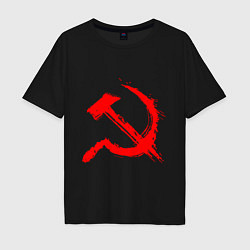 Мужская футболка оверсайз Sickle and hammer red paint