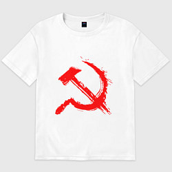 Мужская футболка оверсайз Sickle and hammer red paint