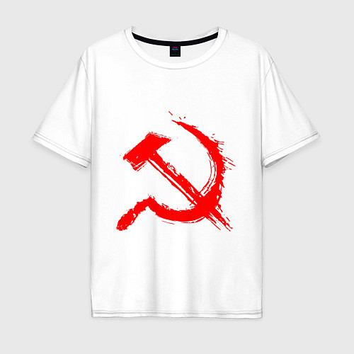 Мужская футболка оверсайз Sickle and hammer red paint / Белый – фото 1