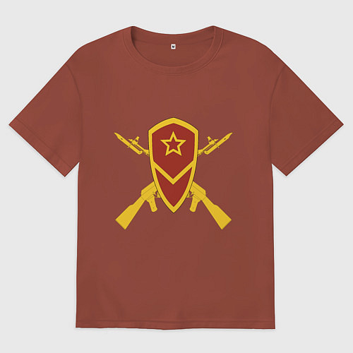 Мужская футболка оверсайз Мотострелковые войска: эмблема со щитом / Кирпичный – фото 1