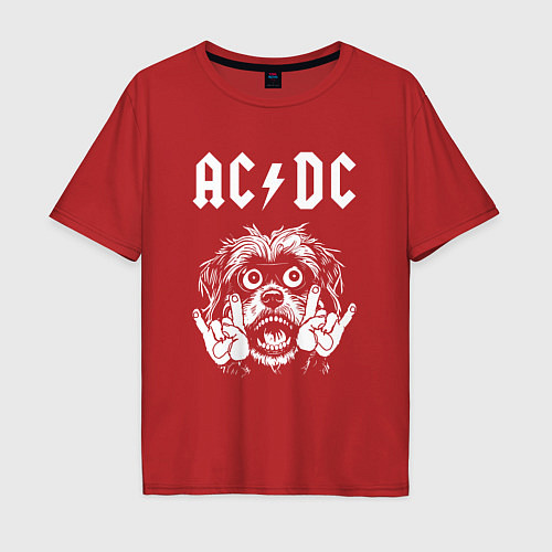 Мужская футболка оверсайз AC DC rock dog / Красный – фото 1