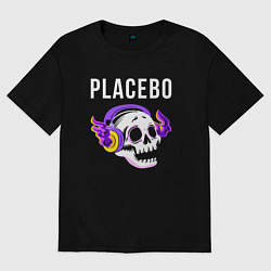 Мужская футболка оверсайз Placebo - неоновый череп