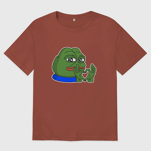 Мужская футболка оверсайз Пепе делает сердечко / Кирпичный – фото 1