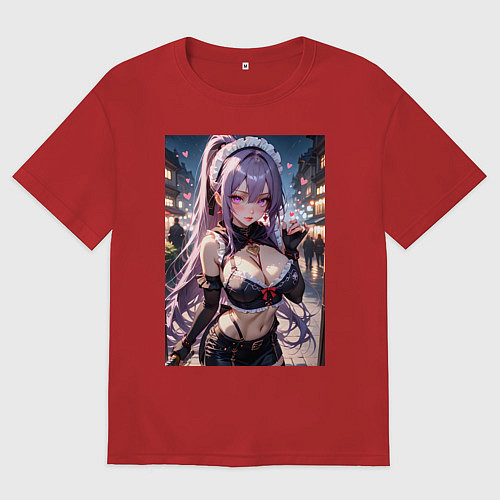 Мужская футболка оверсайз Горничная-куноити / Красный – фото 1