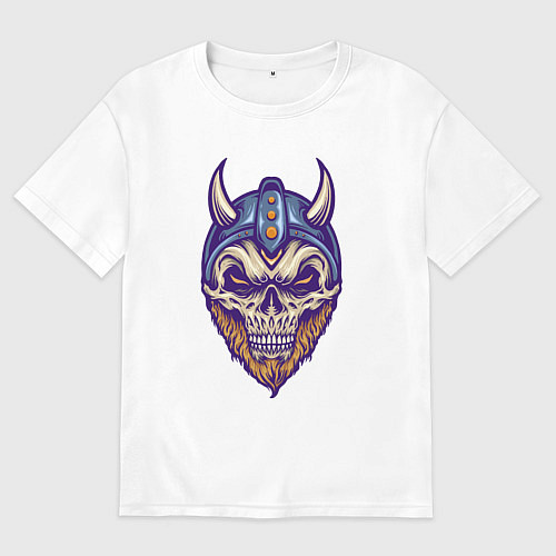 Мужская футболка оверсайз Skull viking / Белый – фото 1