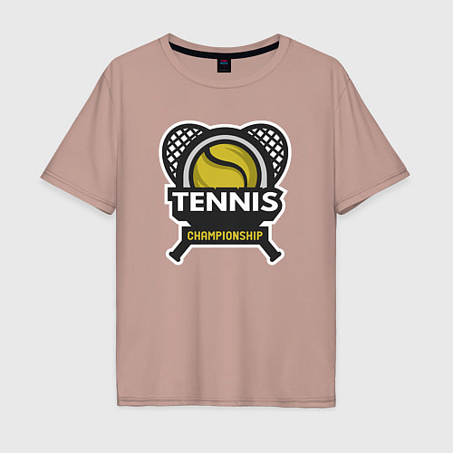 Мужская футболка оверсайз Tennis championship / Пыльно-розовый – фото 1