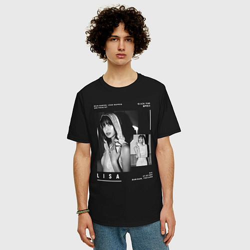 Мужская футболка оверсайз Lisa Blackpink / Черный – фото 3