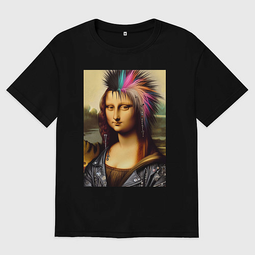 Мужская футболка оверсайз Mona Lisa - punks not dead / Черный – фото 1