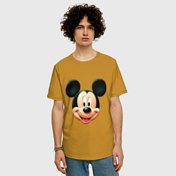 Футболка оверсайз мужская Mickey mouse head, цвет: горчичный — фото 2