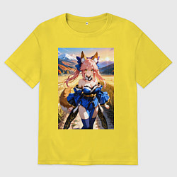 Мужская футболка оверсайз Лиса посреди живописного поля