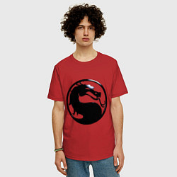 Футболка оверсайз мужская Смертельная битва - логотип, цвет: красный — фото 2