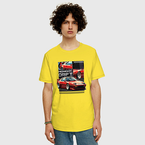 Мужская футболка оверсайз Спортивная машина по кусочкам и целиком / Желтый – фото 3