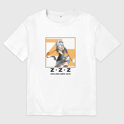 Мужская футболка оверсайз Солдат 0 Энби - Zenless Zone Zero / Белый – фото 1