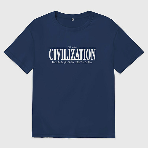 Мужская футболка оверсайз Civilization - global strategy / Тёмно-синий – фото 1