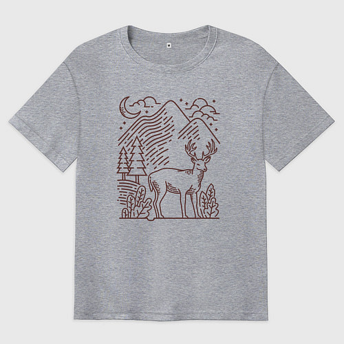 Мужская футболка оверсайз Горы и олень / Меланж – фото 1
