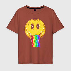 Футболка оверсайз мужская Rainbow smile, цвет: кирпичный