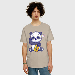 Футболка оверсайз мужская Cute panda, цвет: миндальный — фото 2