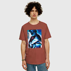 Футболка оверсайз мужская Ты мой космос, цвет: кирпичный — фото 2