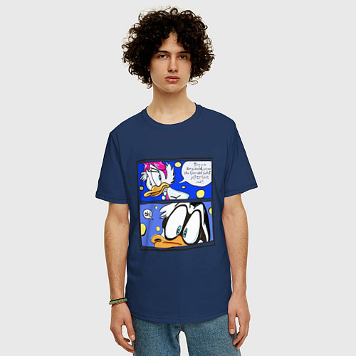 Мужская футболка оверсайз Понка и Дональд / Тёмно-синий – фото 3
