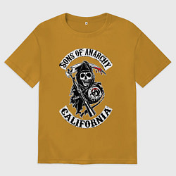 Футболка оверсайз мужская Sons of anarchy - logo, цвет: горчичный