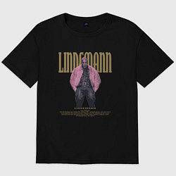 Футболка оверсайз мужская Линдеманн в розовой шубе, цвет: черный