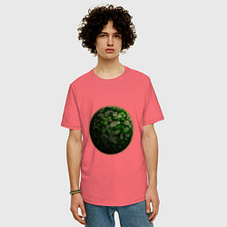 Футболка оверсайз мужская Планета арт, зеленая, цвет: коралловый — фото 2