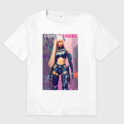 Футболка оверсайз мужская Cyber Barbie - ai art, цвет: белый