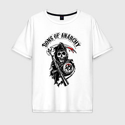 Футболка оверсайз мужская Sons of anarchy - логотип, цвет: белый