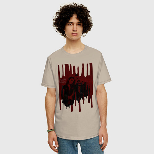 Мужская футболка оверсайз Teriffier постер / Миндальный – фото 3