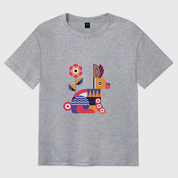 Футболка оверсайз мужская Абстрактный заяц, цвет: меланж