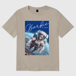 Футболка оверсайз мужская Barbie in space - ai art fantasy, цвет: миндальный