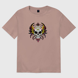 Футболка оверсайз мужская Decorative skull, цвет: пыльно-розовый